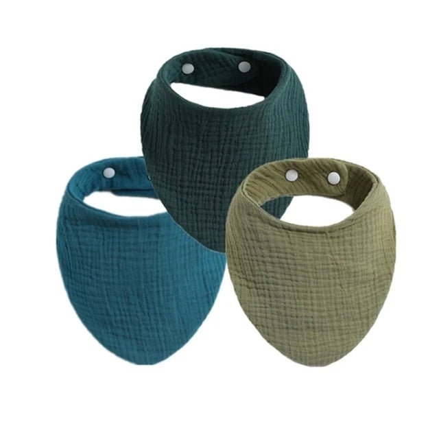 3pcs Baby Feeding Drool Bibs Saliva Towel Triangle Solid Color Scarf Bandana Soft Cotton Bib Adjustable Snap Button Burp Cloth - Shoptonyg.com