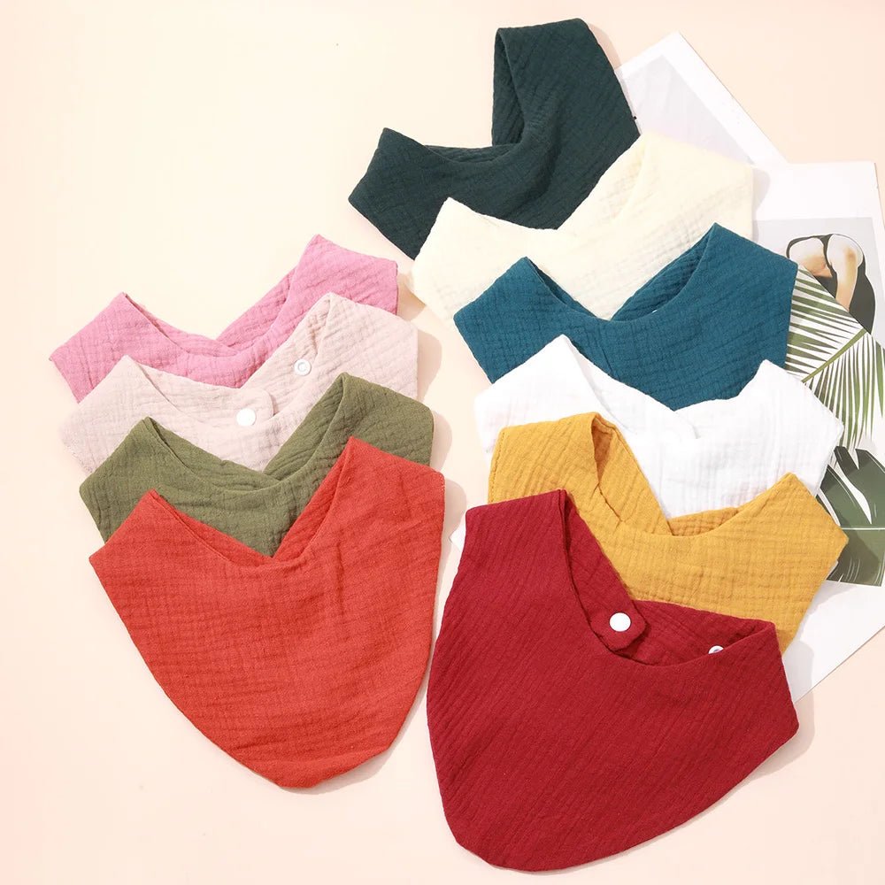 3pcs Baby Feeding Drool Bibs Saliva Towel Triangle Solid Color Scarf Bandana Soft Cotton Bib Adjustable Snap Button Burp Cloth - Shoptonyg.com