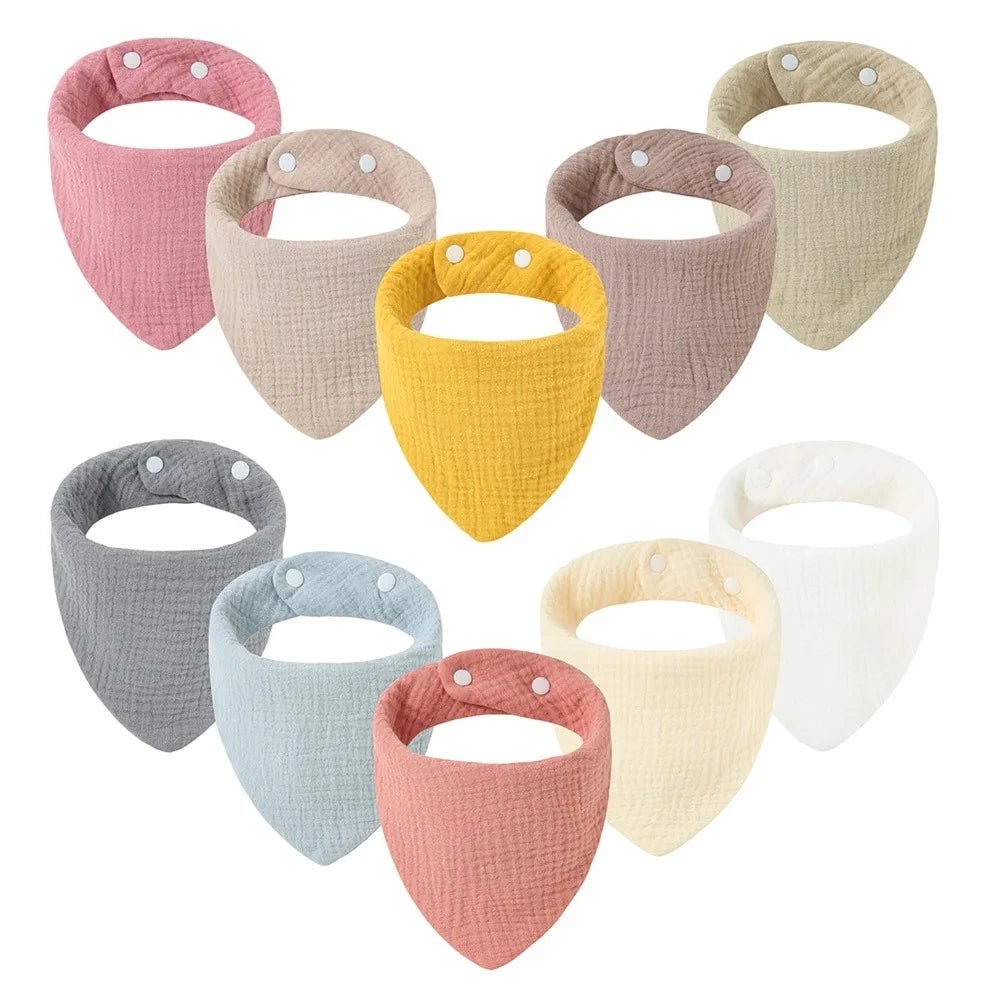 3pcs Baby Feeding Drool Bibs Saliva Towel Triangle Solid Color Scarf Bandana Soft Cotton Bib Adjustable Snap Button Burp Cloth - Shoptonyg.com