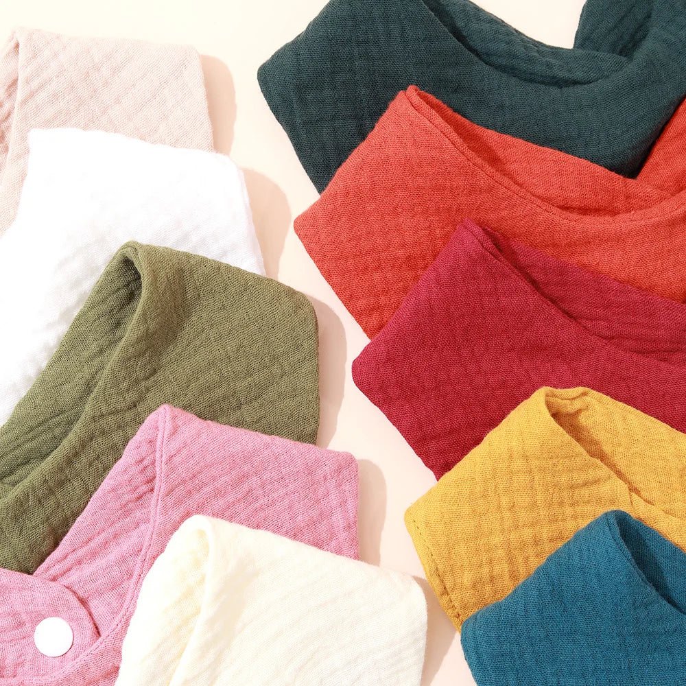 3pcs Baby Feeding Drool Bibs Saliva Towel Triangle Solid Color Scarf Bandana Soft Cotton Bib Adjustable Snap Button Burp Cloth - Shoptonyg.com