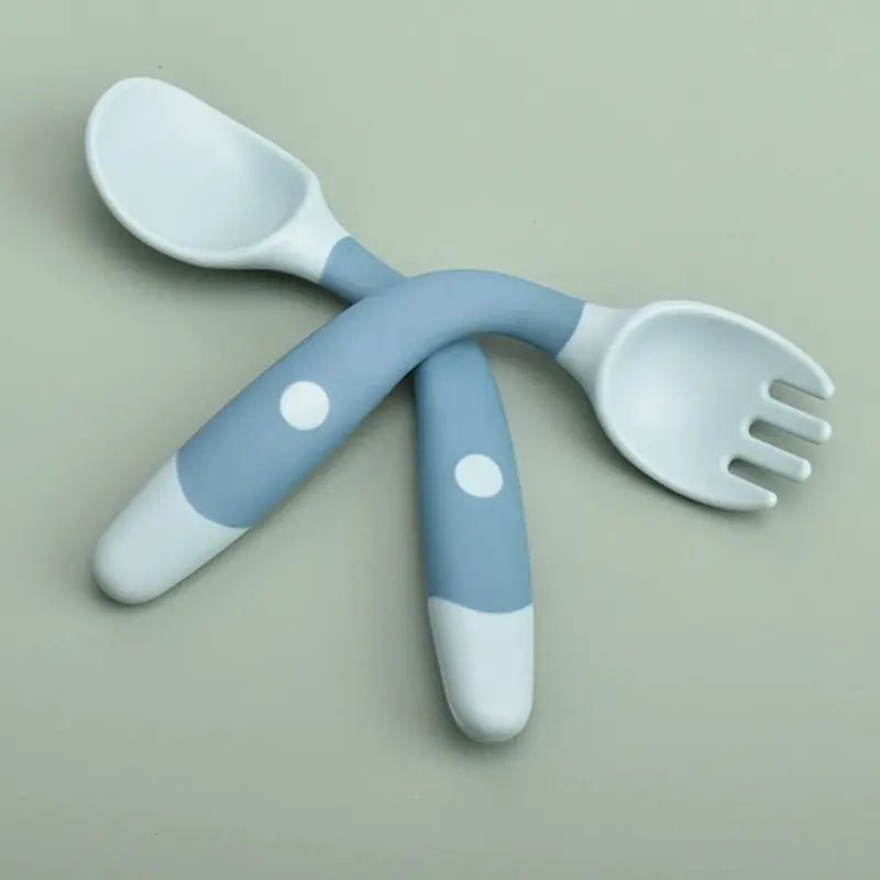 Baby 360 Self-Feeding Spoon & Fork Set – Anti-Drop Silicone Training Utensils - Shoptonyg.com