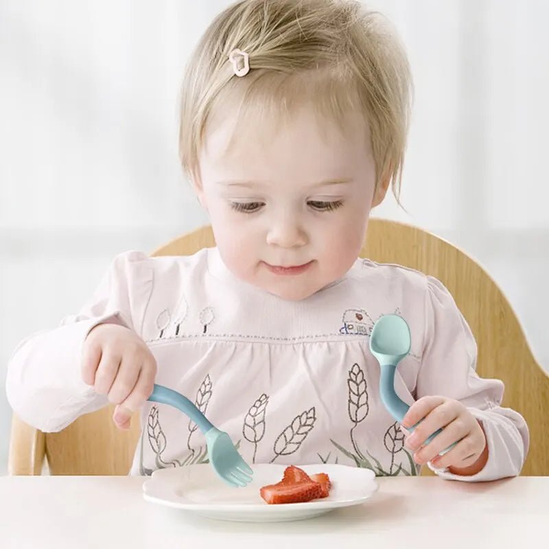 Baby 360 Self-Feeding Spoon & Fork Set – Anti-Drop Silicone Training Utensils - Shoptonyg.com