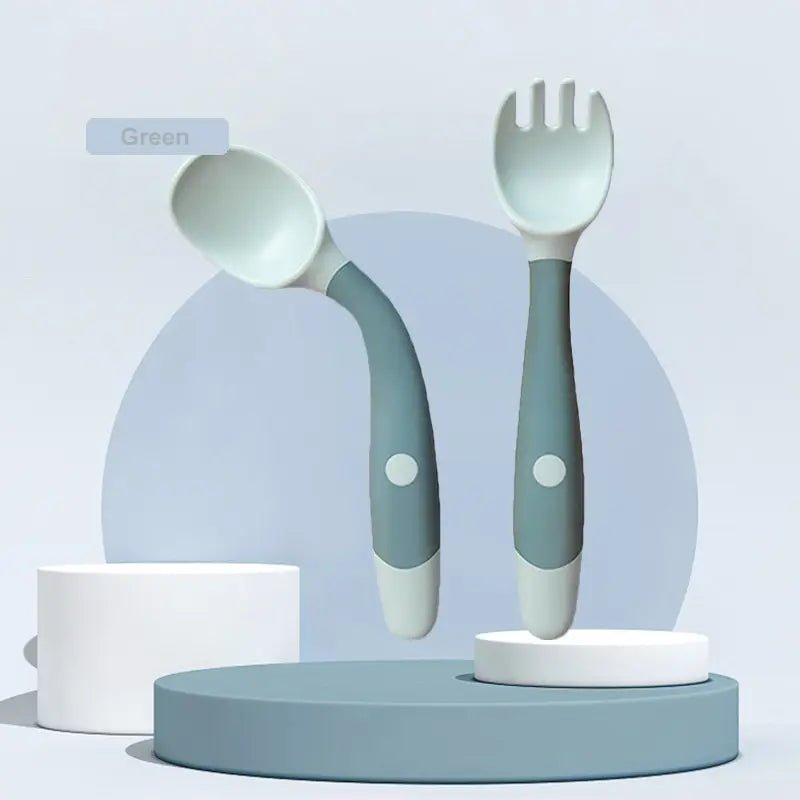 Baby 360 Self-Feeding Spoon & Fork Set – Anti-Drop Silicone Training Utensils - Shoptonyg.com