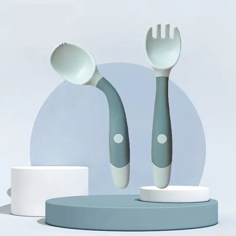 Baby 360 Self-Feeding Spoon & Fork Set – Anti-Drop Silicone Training Utensils - Shoptonyg.com