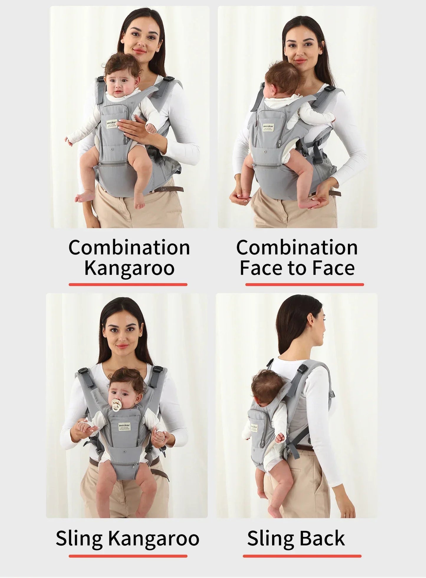 Baby Carrier Front-Facing with Hip Seat & Storage Pockets - Shoptonyg.com