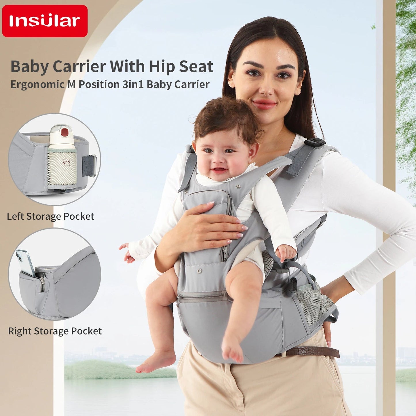 Baby Carrier Front-Facing with Hip Seat & Storage Pockets - Shoptonyg.com