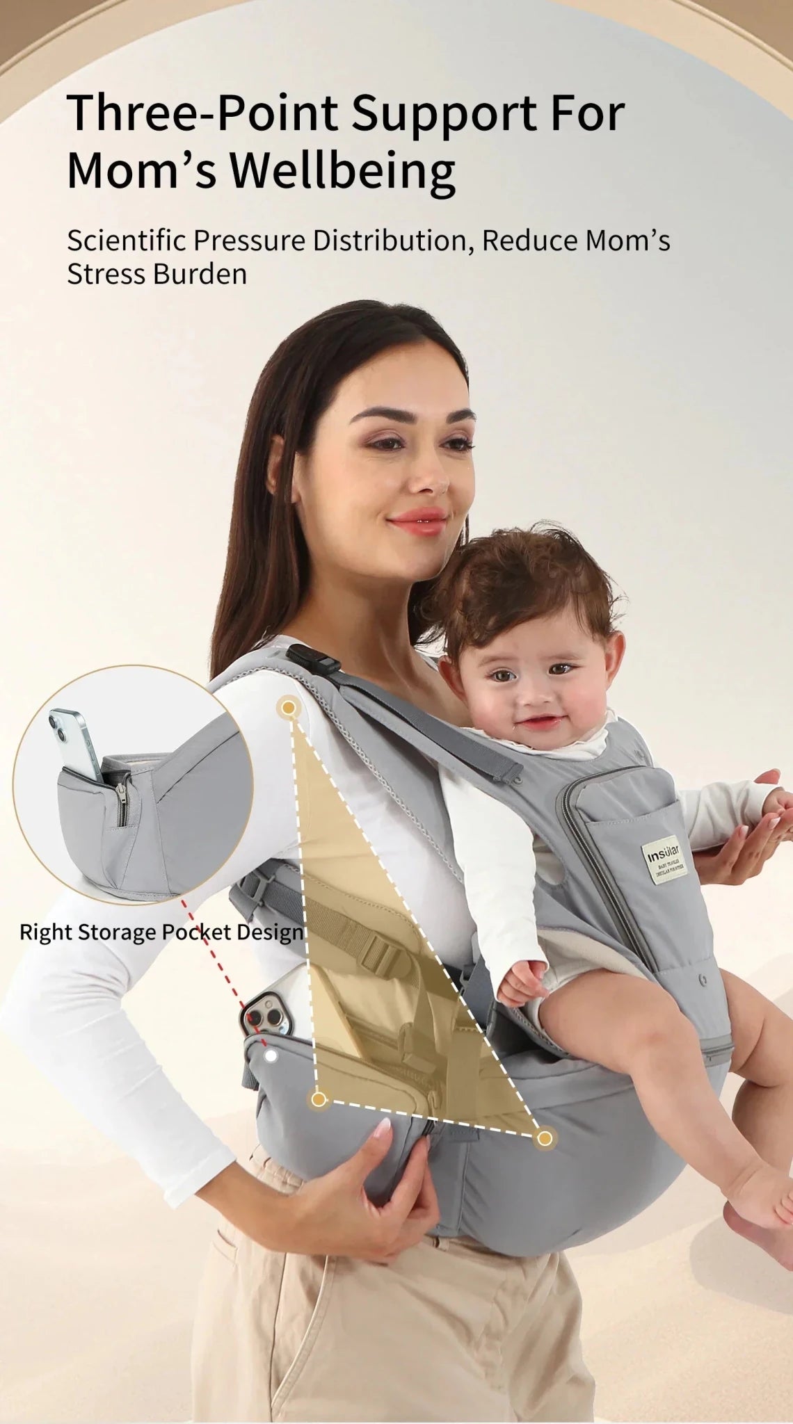 Baby Carrier Front-Facing with Hip Seat & Storage Pockets - Shoptonyg.com