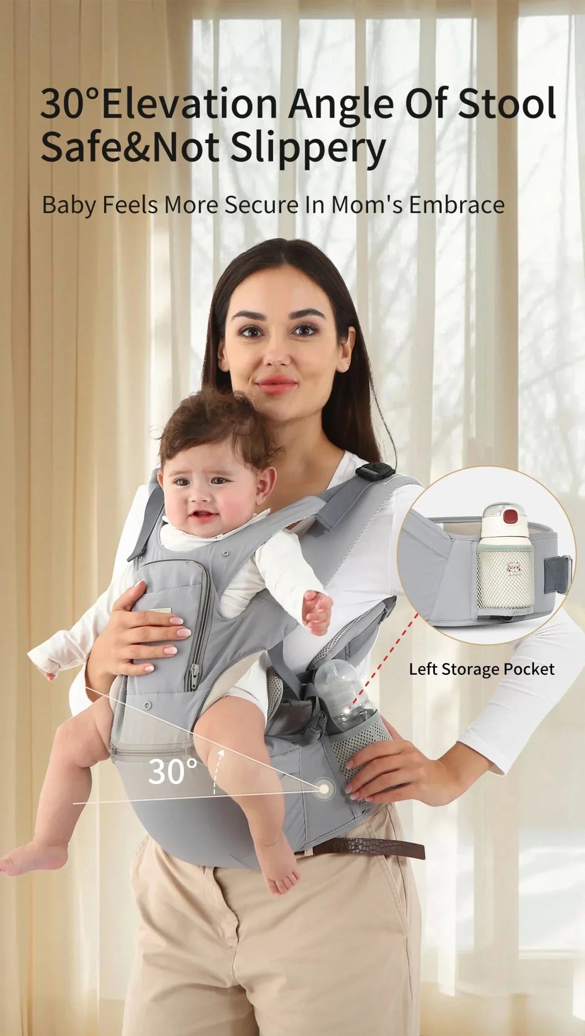 Baby Carrier Front-Facing with Hip Seat & Storage Pockets - Shoptonyg.com