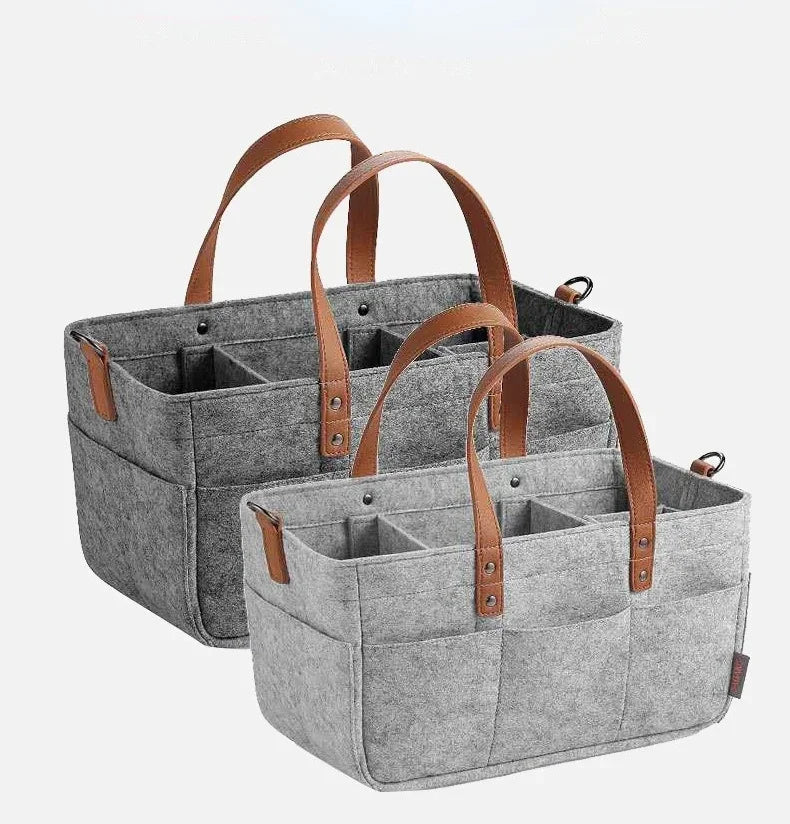 Baby Nursery Felt Storage Basket with Handle & Large Pocket - Shoptonyg.com