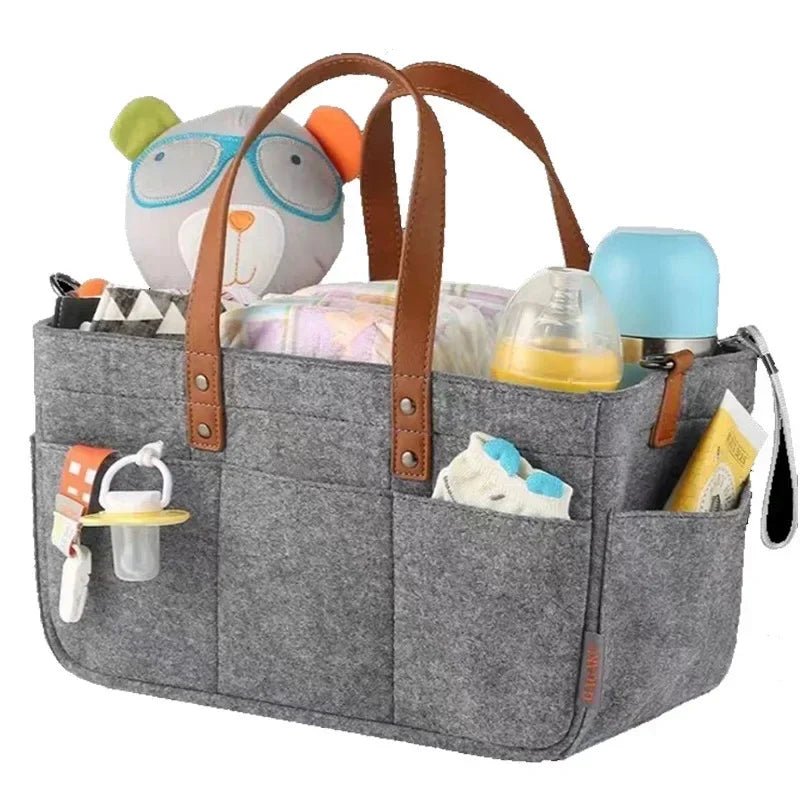 Baby Nursery Felt Storage Basket with Handle & Large Pocket - Shoptonyg.com