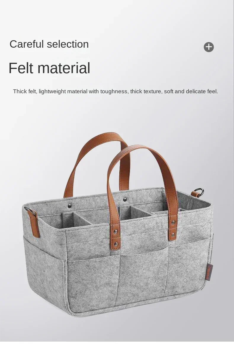 Baby Nursery Felt Storage Basket with Handle & Large Pocket - Shoptonyg.com