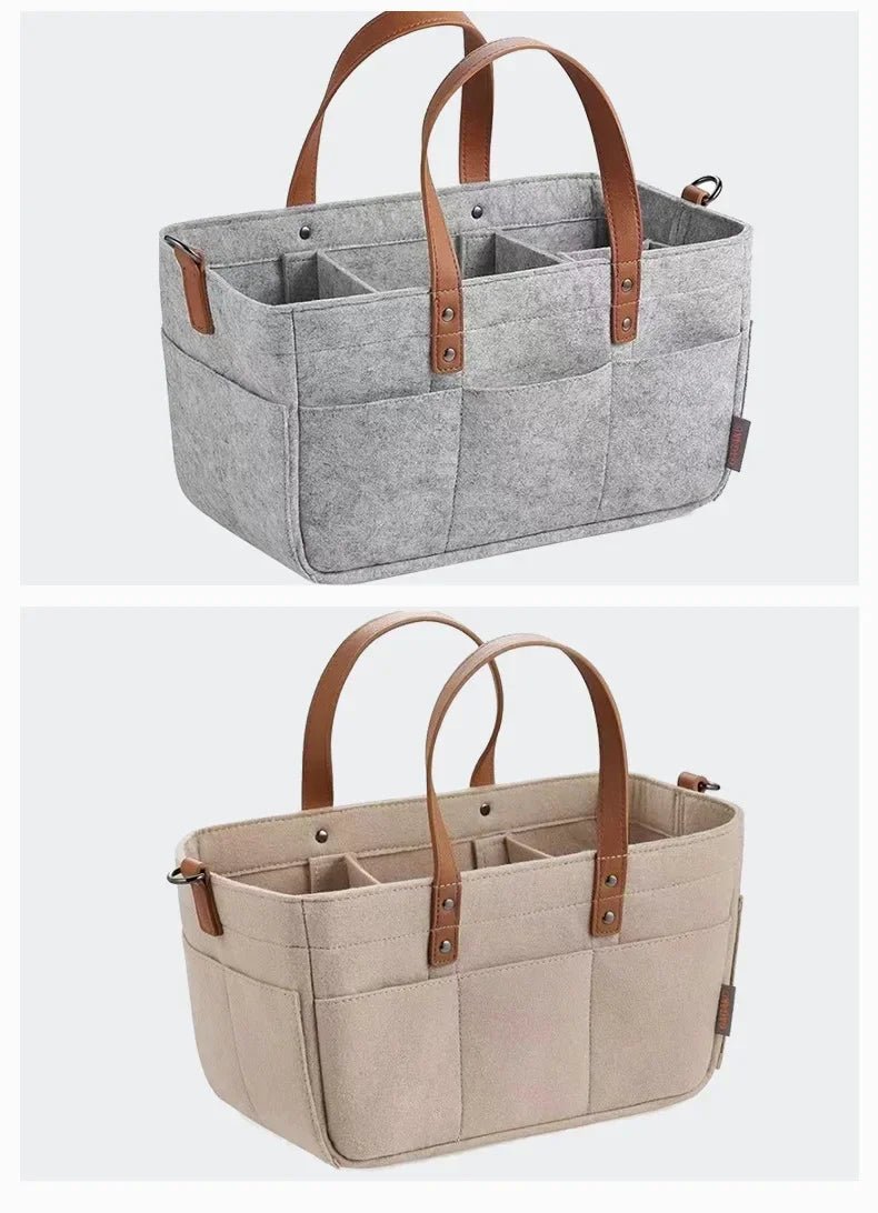 Baby Nursery Felt Storage Basket with Handle & Large Pocket - Shoptonyg.com