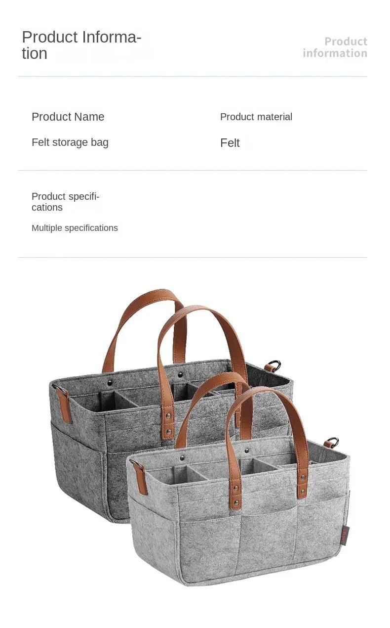 Baby Nursery Felt Storage Basket with Handle & Large Pocket - Shoptonyg.com