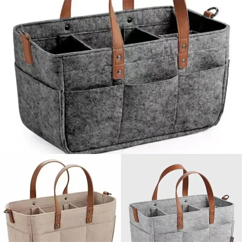 Baby Nursery Felt Storage Basket with Handle & Large Pocket - Shoptonyg.com