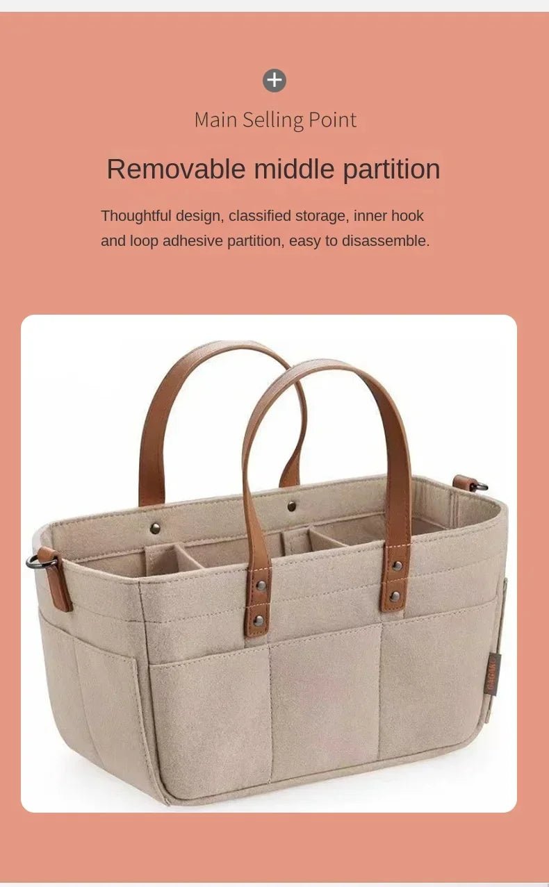 Baby Nursery Felt Storage Basket with Handle & Large Pocket - Shoptonyg.com