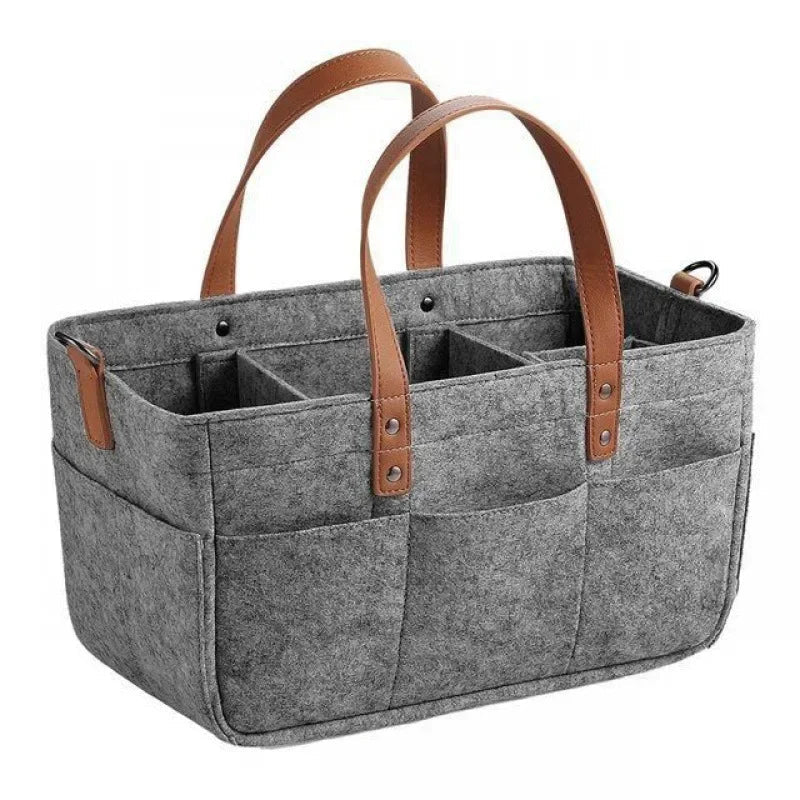 Baby Nursery Felt Storage Basket with Handle & Large Pocket - Shoptonyg.com