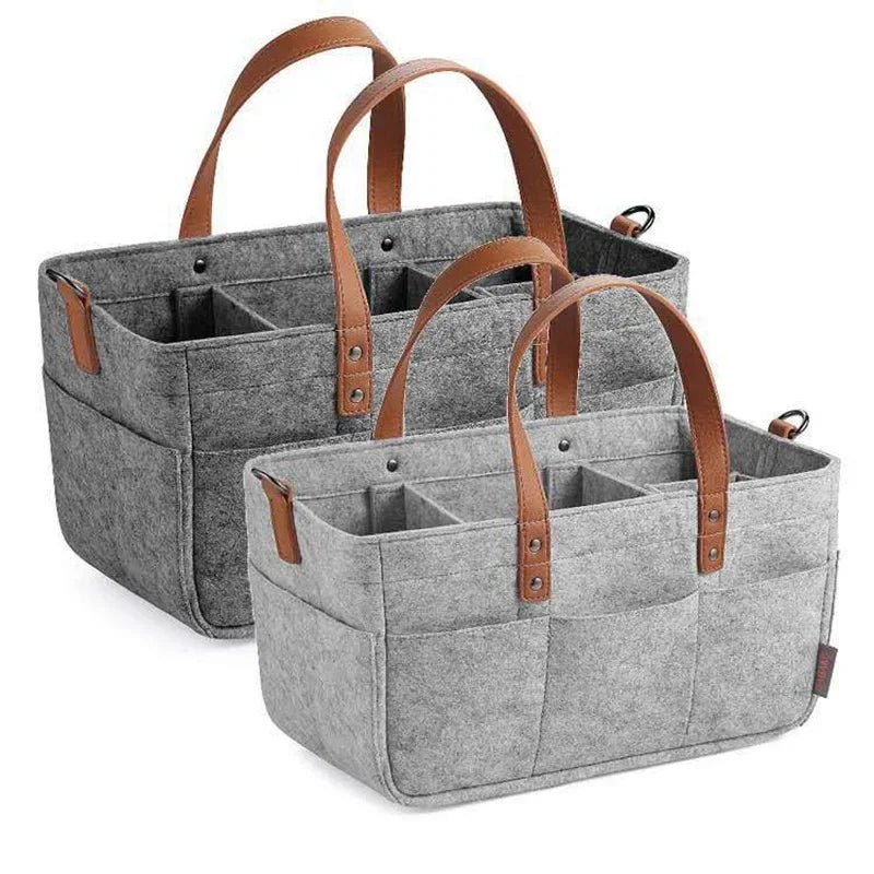 Baby Nursery Felt Storage Basket with Handle & Large Pocket - Shoptonyg.com