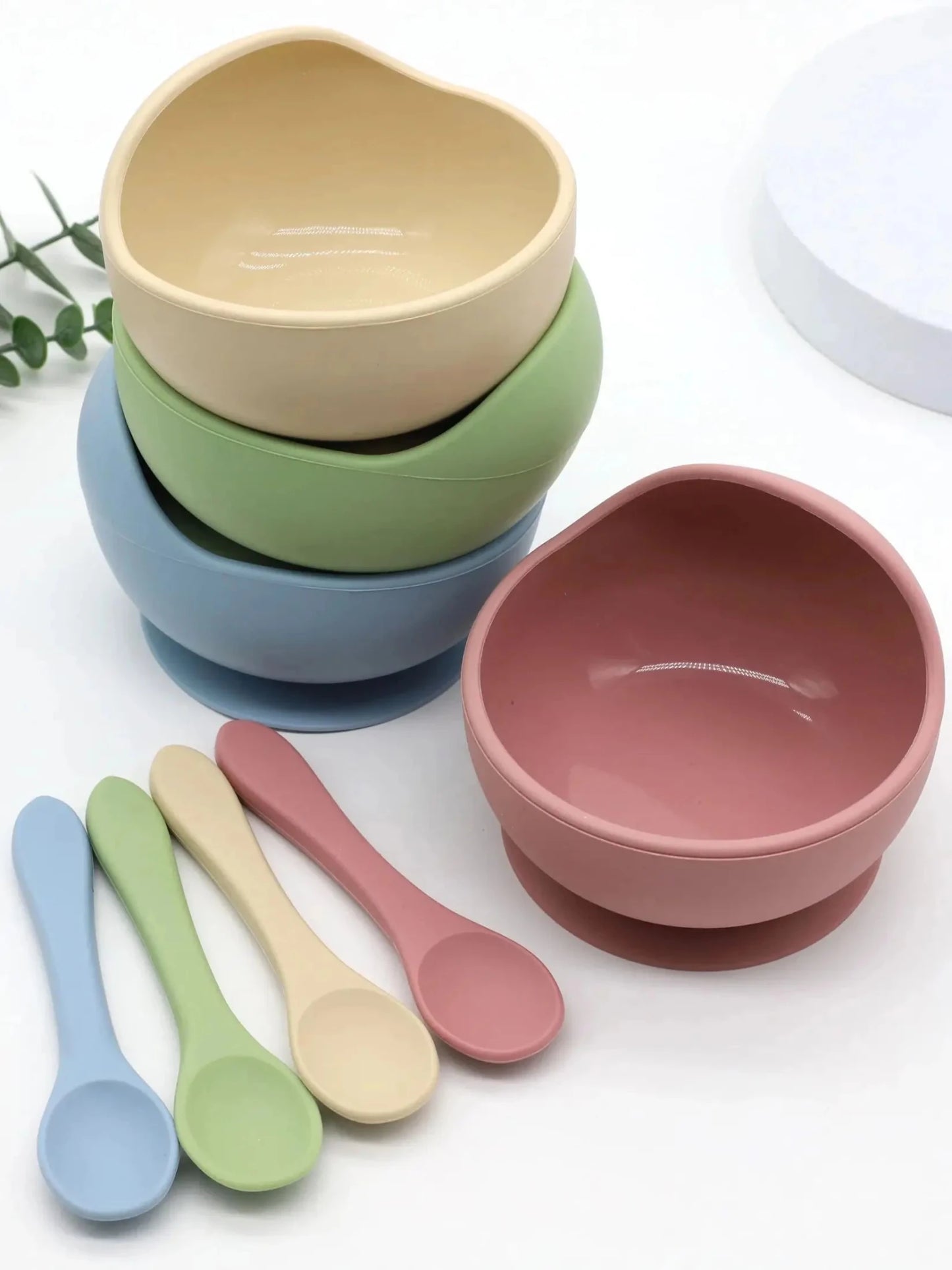 Baby silicone complementary food feeding bowl spoon set with suction cup for strong suction - Shoptonyg.com