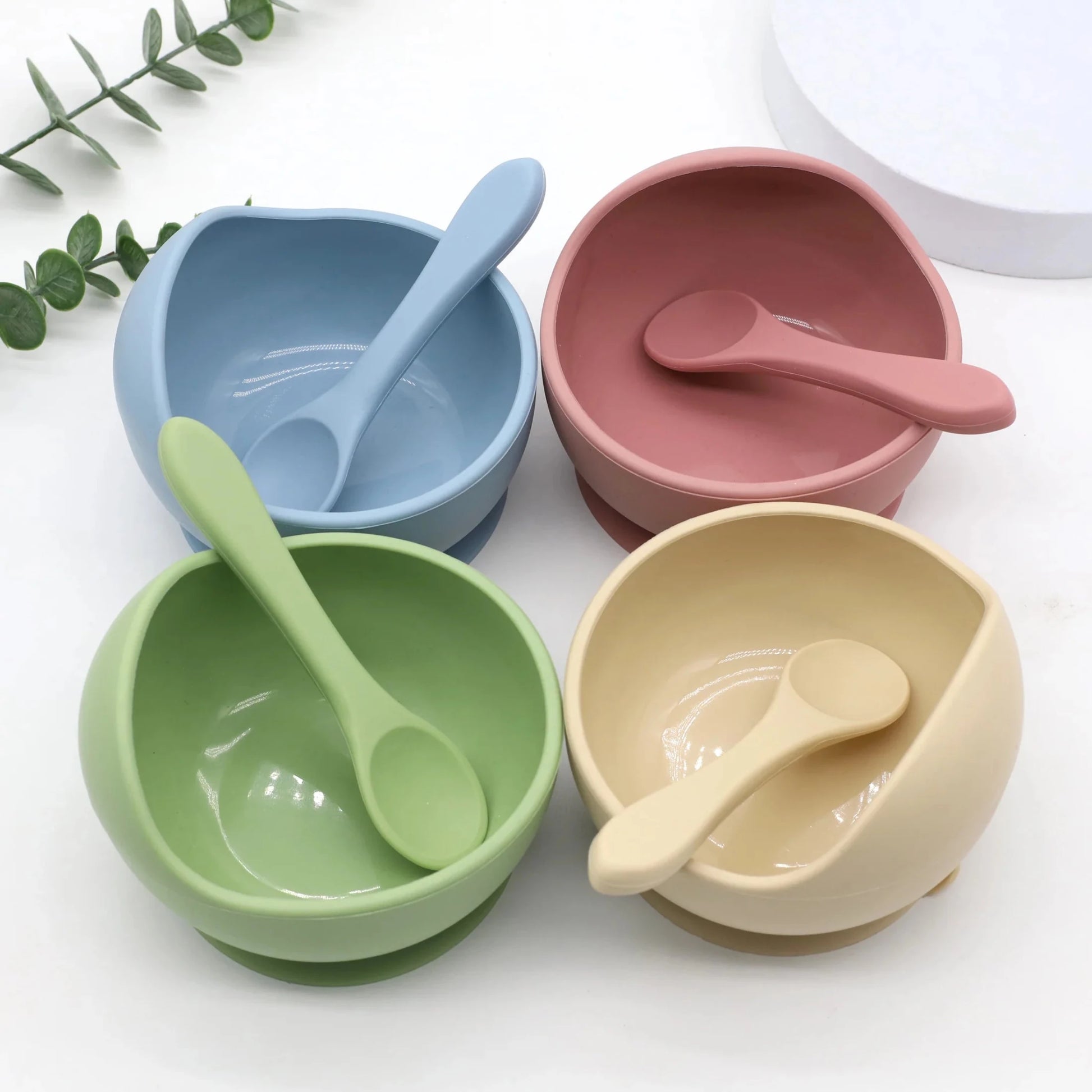 Baby silicone complementary food feeding bowl spoon set with suction cup for strong suction - Shoptonyg.com