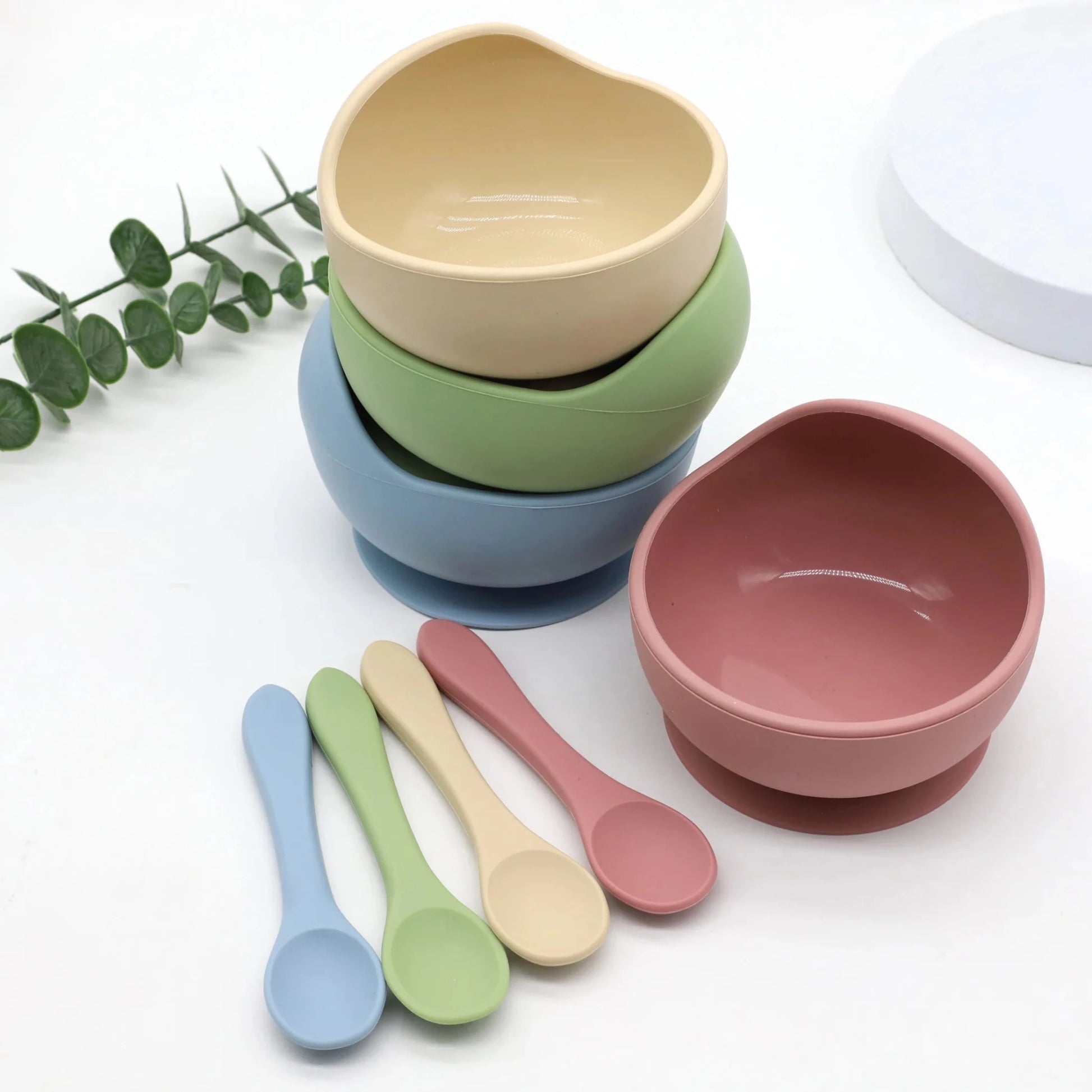 Baby silicone complementary food feeding bowl spoon set with suction cup for strong suction - Shoptonyg.com