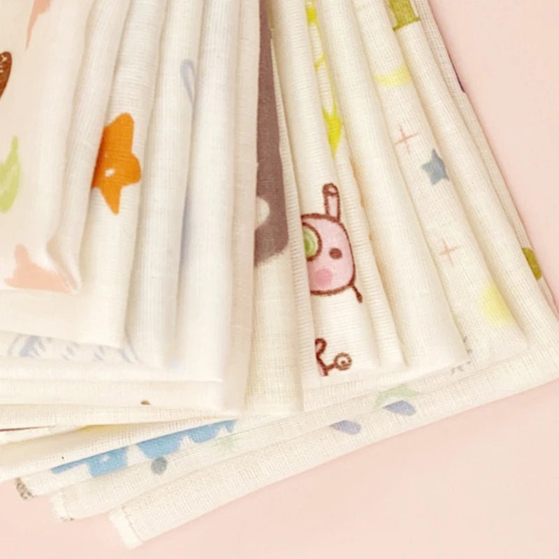 Cartoon Baby Washcloths – Double Layer Gauze, 10 Pack