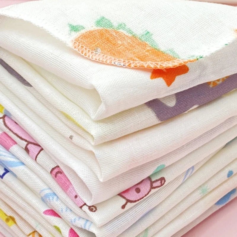 Cartoon Baby Washcloths – Double Layer Gauze, 10 Pack