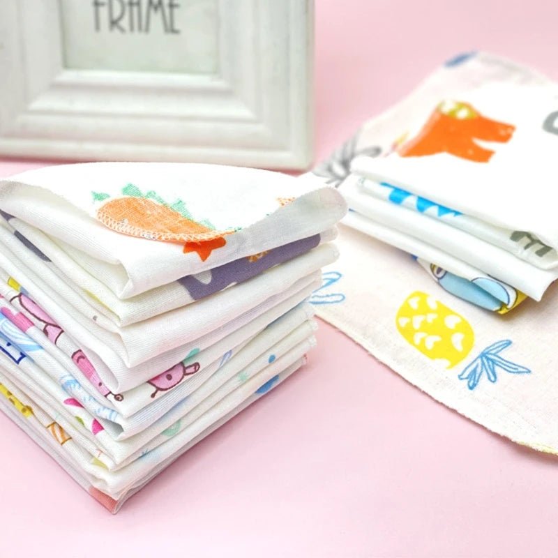 Cartoon Baby Washcloths – Double Layer Gauze, 10 Pack