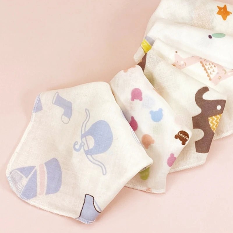 Cartoon Baby Washcloths – Double Layer Gauze, 10 Pack