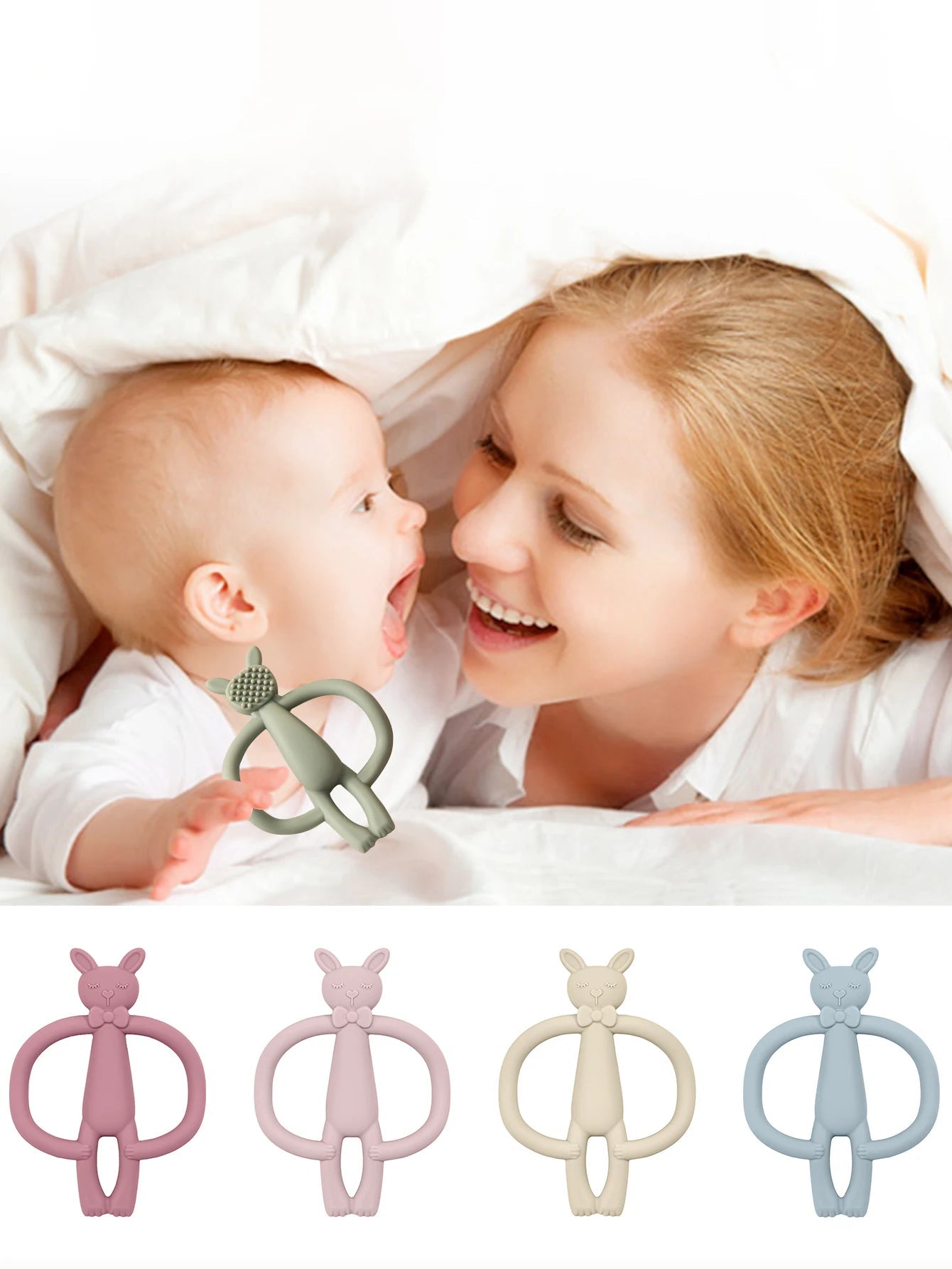 Cartoon Rabbit Silicone Teether — Newborn Nursing Chew Toy - Shoptonyg.com