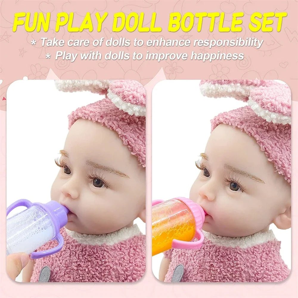 Large size Baby Doll Feeding Bottle Set Baby Care Toy Stroller 2pcs Milk And Juice Bottles With Toy Pacifier For Baby Dolls - Shoptonyg.com