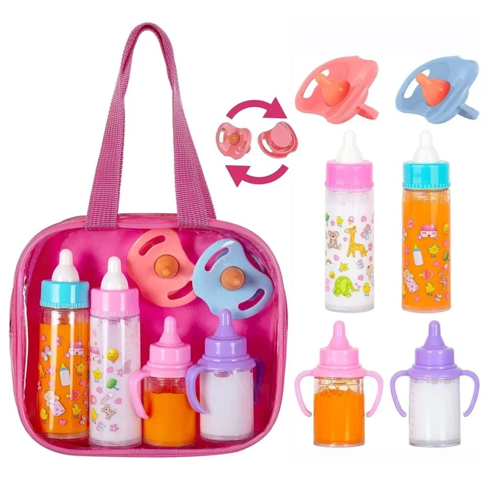 Large size Baby Doll Feeding Bottle Set Baby Care Toy Stroller 2pcs Milk And Juice Bottles With Toy Pacifier For Baby Dolls - Shoptonyg.com