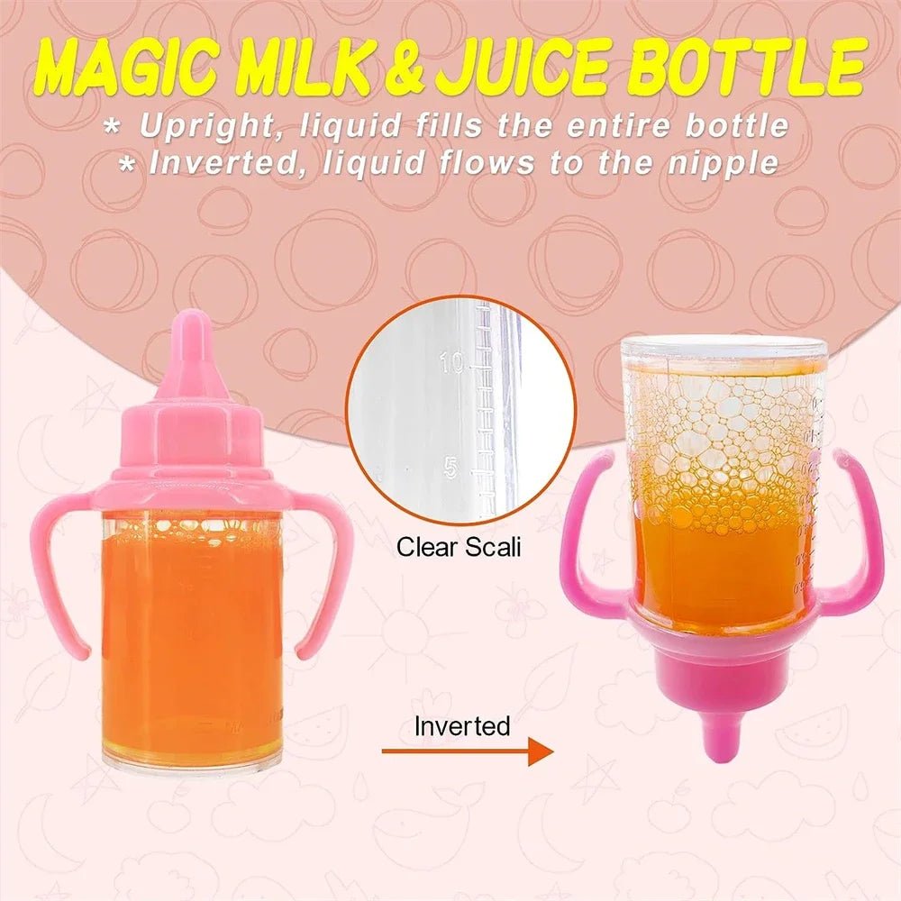 Large size Baby Doll Feeding Bottle Set Baby Care Toy Stroller 2pcs Milk And Juice Bottles With Toy Pacifier For Baby Dolls - Shoptonyg.com