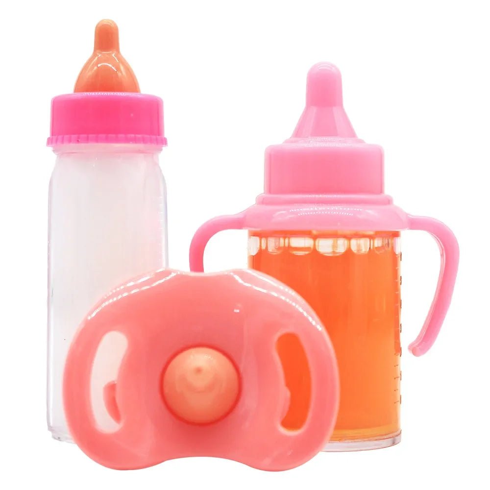 Large size Baby Doll Feeding Bottle Set Baby Care Toy Stroller 2pcs Milk And Juice Bottles With Toy Pacifier For Baby Dolls - Shoptonyg.com