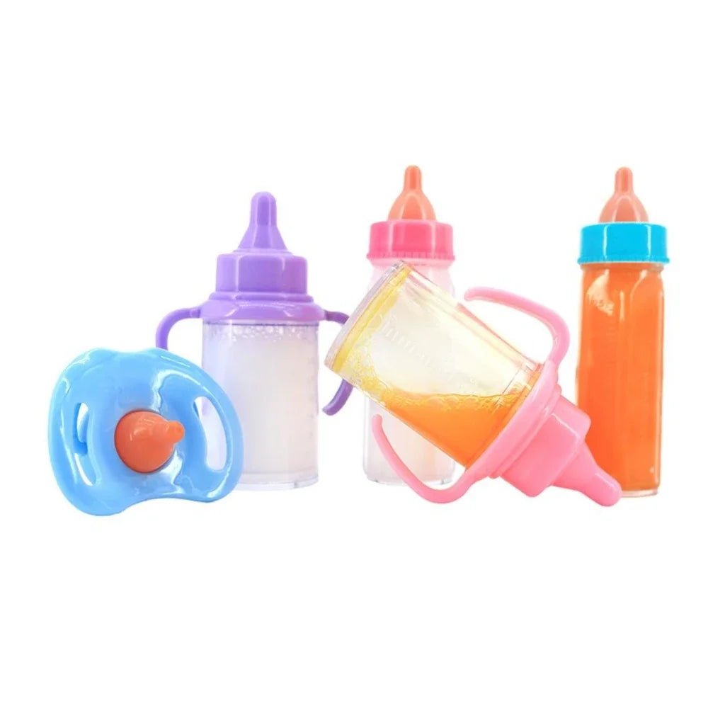 Large size Baby Doll Feeding Bottle Set Baby Care Toy Stroller 2pcs Milk And Juice Bottles With Toy Pacifier For Baby Dolls - Shoptonyg.com