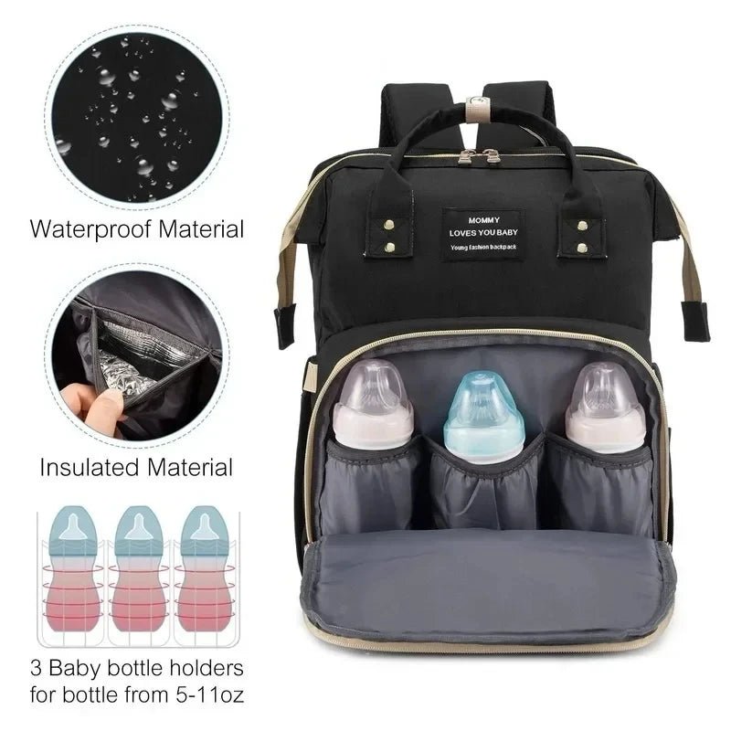 Mommy Bag Large Capacity Diaper Backpack with Bottle Carrier - Shoptonyg.com