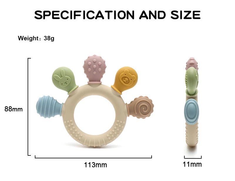 New hand multicolor Silicone Baby Ring Teether Anxiety Teething Toys 0-12 Months Chew Beads Sensory Gum Relief Soother Baby - Shoptonyg.com