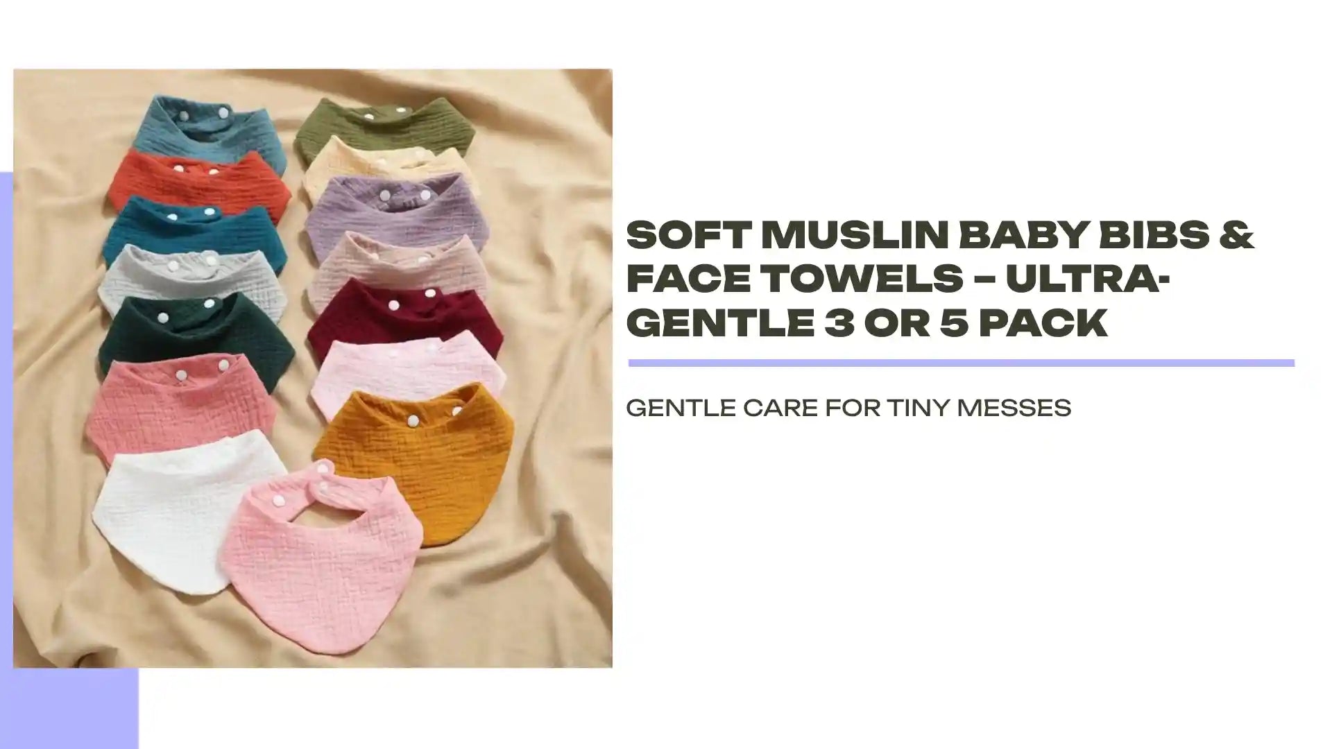 Soft Muslin Baby Bibs & Face Towels &ndash; Ultra-Gentle 3 or 5 Pack by@Outfy